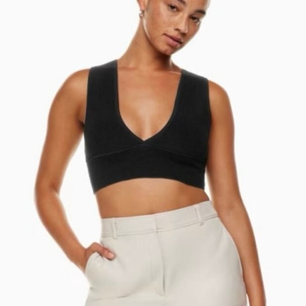 Aritzia Babaton Sculpt Knit Deep V Tank black size xs